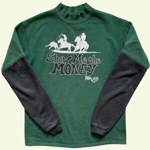 Vintage 90s Lee Rodeo Team Roping Graphic Crewneck Show Me the Money Medium USA